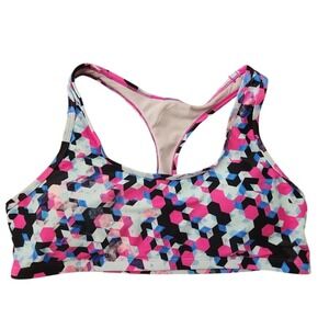 SPEEDO Women's Festival Fuchsia Blue‎ Black Racerback Bikini Swim Top Size XL